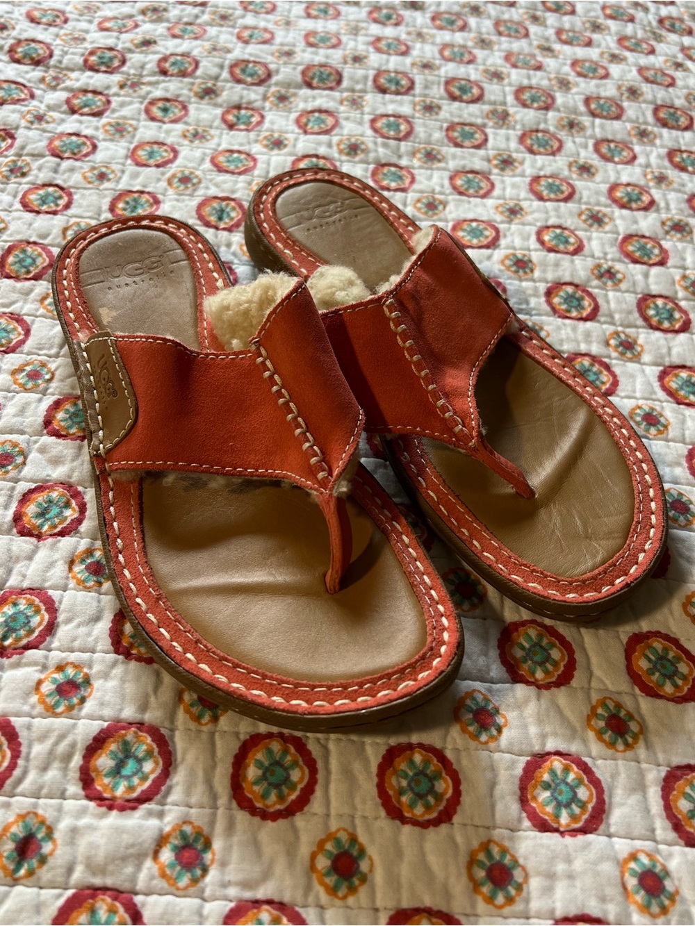 UGG Australia Layback Sandals 100% Leather Coral Pink size 7